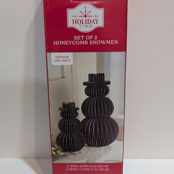 Holiday Time Other - New Set Of 2 Honeycomb Snowmen Christmas Winter Decor